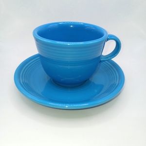 FIESTA by Homer Laughlin China,  BLUE (PEACOCK) Cup & Saucer, Exc Cond